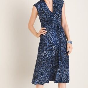 Blue Leopard Sleeveless Dress